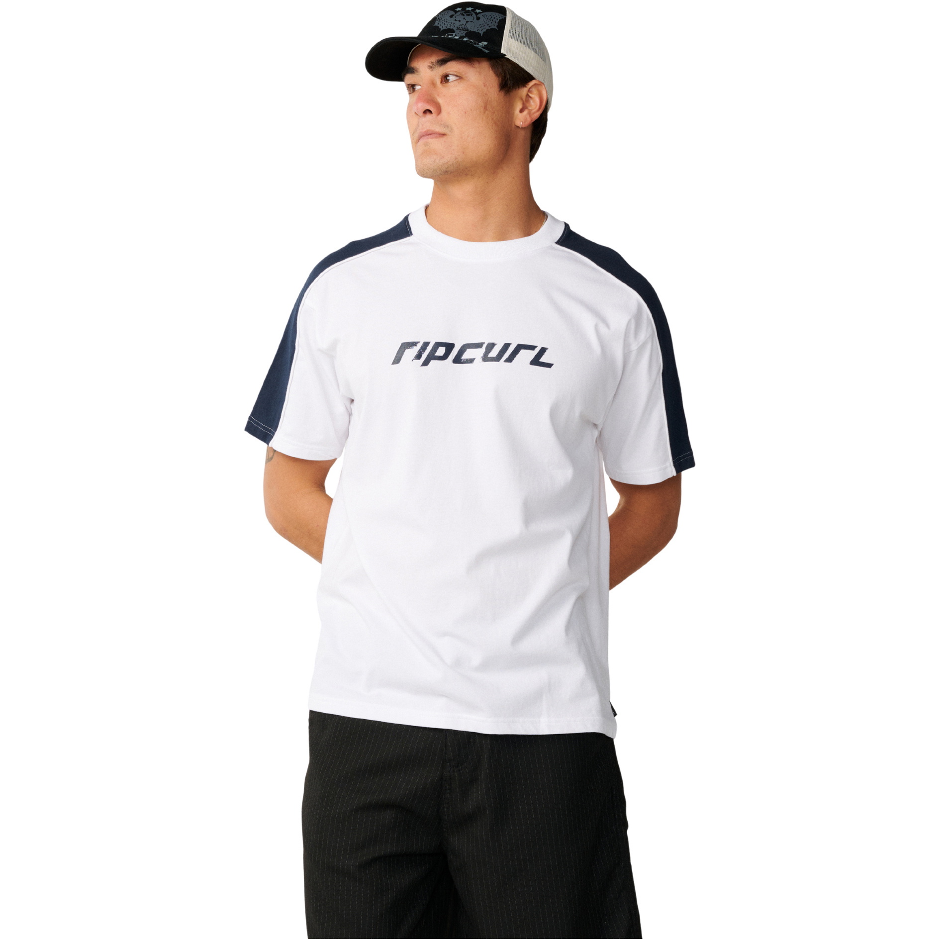 2026 Rip Curl Mens Archive Up Top Panel T-Shirt 129MTE - White
